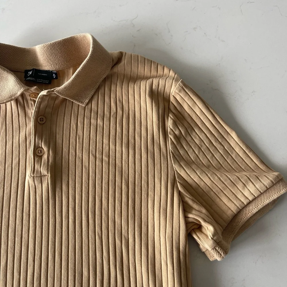 Simons Beige Ribbed Polo - Picture 2 of 6